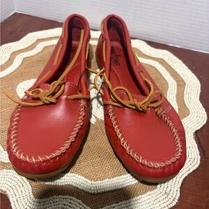 Minnetonka Red Leather Moccasins